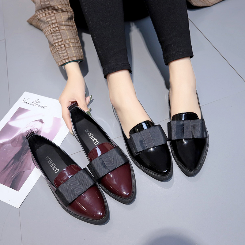 Summer Clothing On Sale - Black/ Wine Red Patent Leather Pointed