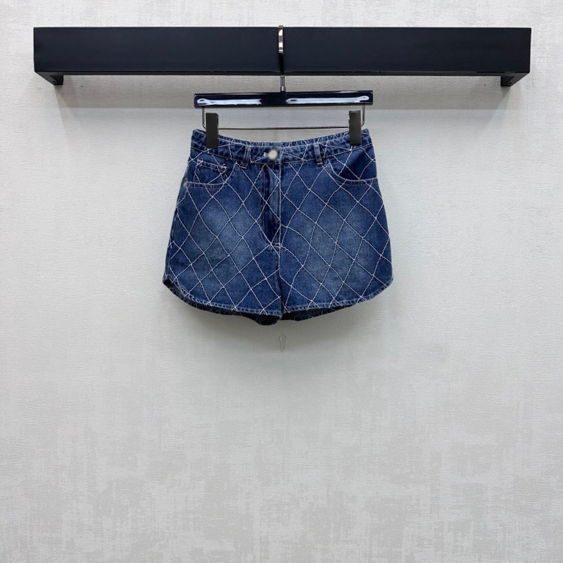 Summer Quilt - Diamond Quilted Pattern Denim Casual Shorts