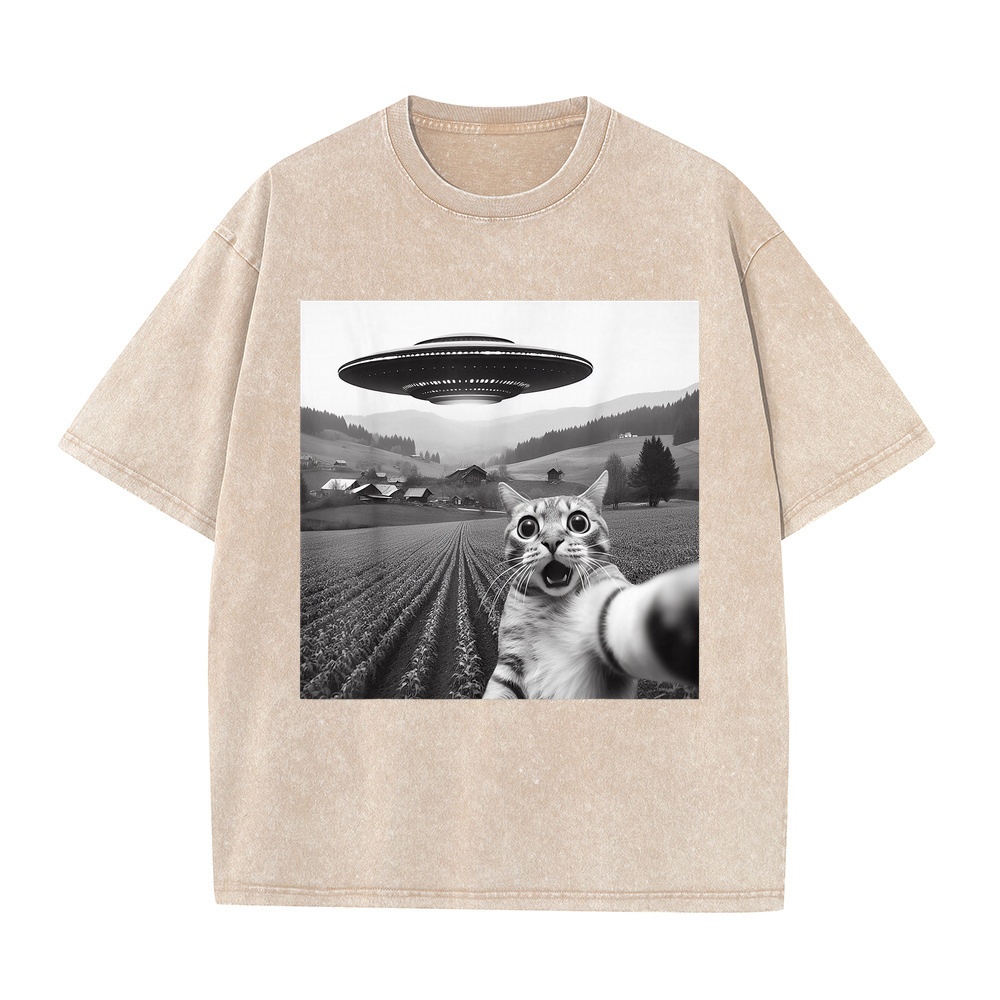 Cat Selfie with Alien UFO Funn - Summer Clothing Canada ulasan dan harga