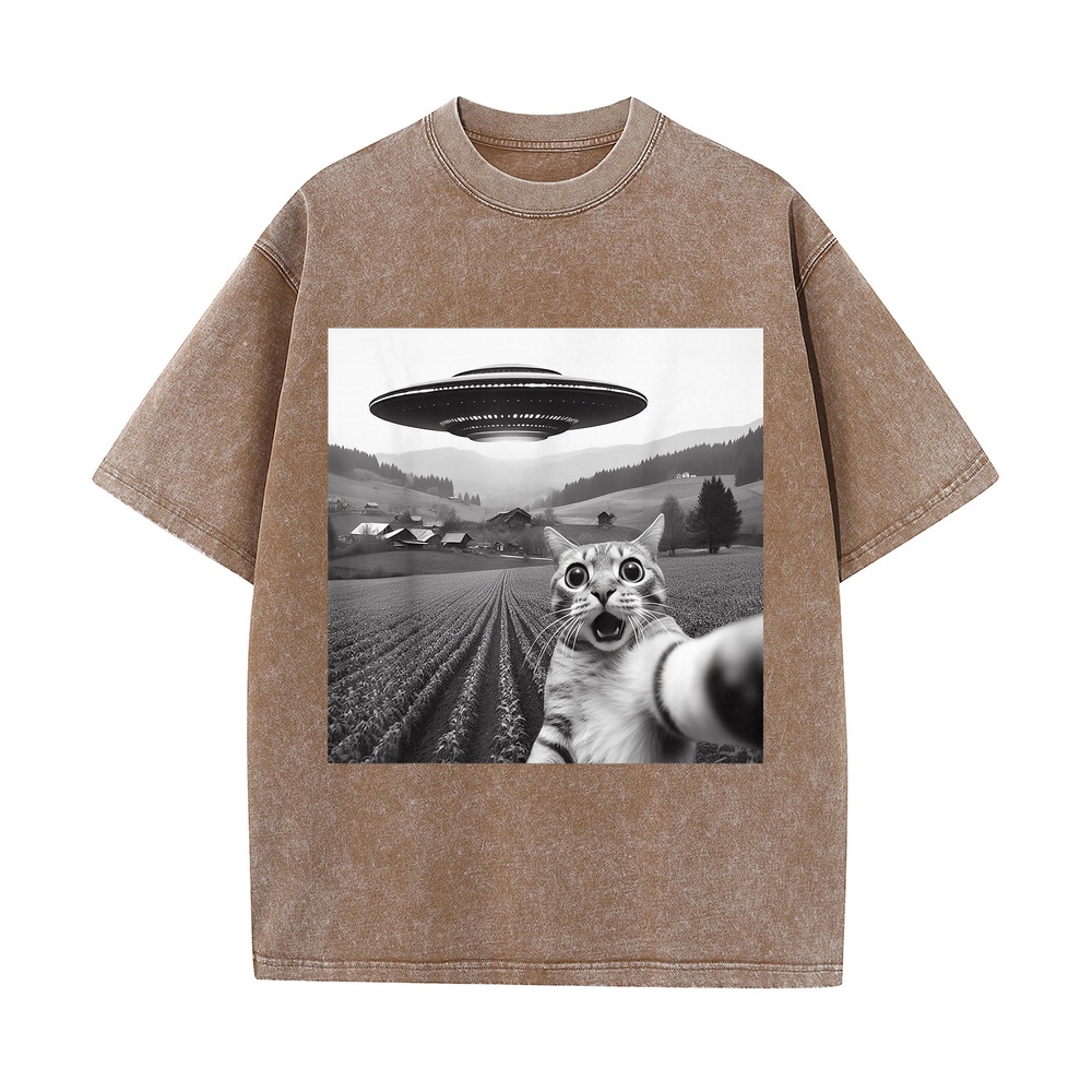 Cat Selfie with Alien UFO Funn - Summer Clothing Canada ulasan dan harga