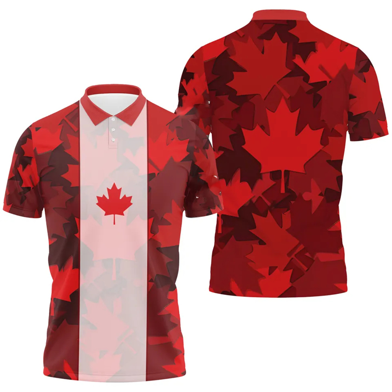 Maple Leaf Flag Polo Shirt For - Summer Clothing Canada ulasan dan harga