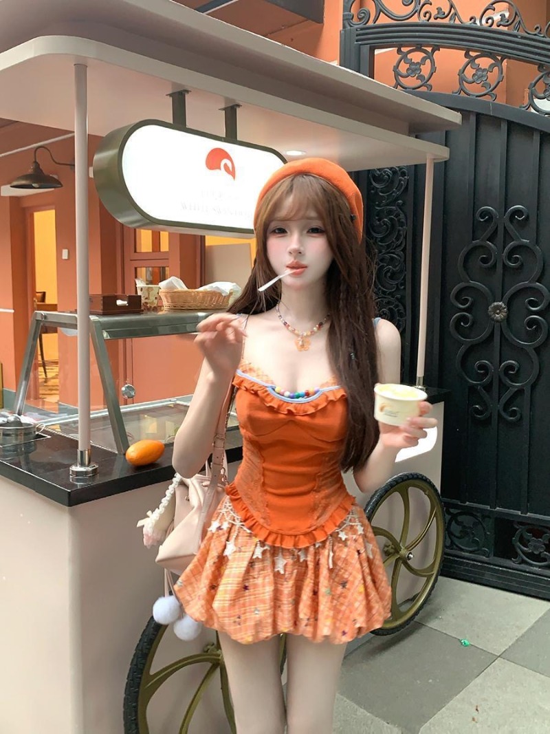 Summer New Orange Dopamine Swe - Summer Clothing Capsule ulasan dan harga