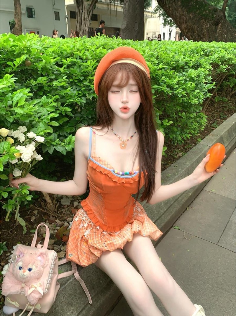 Summer New Orange Dopamine Swe - Summer Clothing Capsule ulasan dan harga