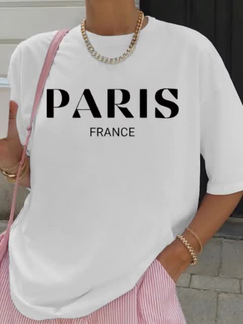 Women'S Casual Short-Sleeve Cr - Summer Clothing In Paris ulasan dan harga