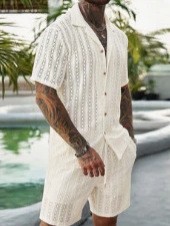 Men Crochet Knit 2 Piece Set L - Summer Clothing Outfits ulasan dan harga