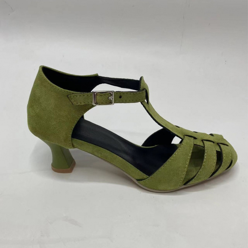 Women's Green Suede Kitten Hee - Summer Clothing On Sale ulasan dan harga