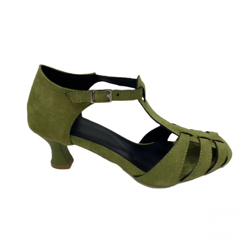 Women's Green Suede Kitten Hee - Summer Clothing On Sale ulasan dan harga