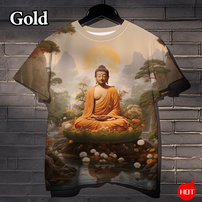 Harajuku 3D Print Buddha Sakya - Summer Clothing India ulasan dan harga