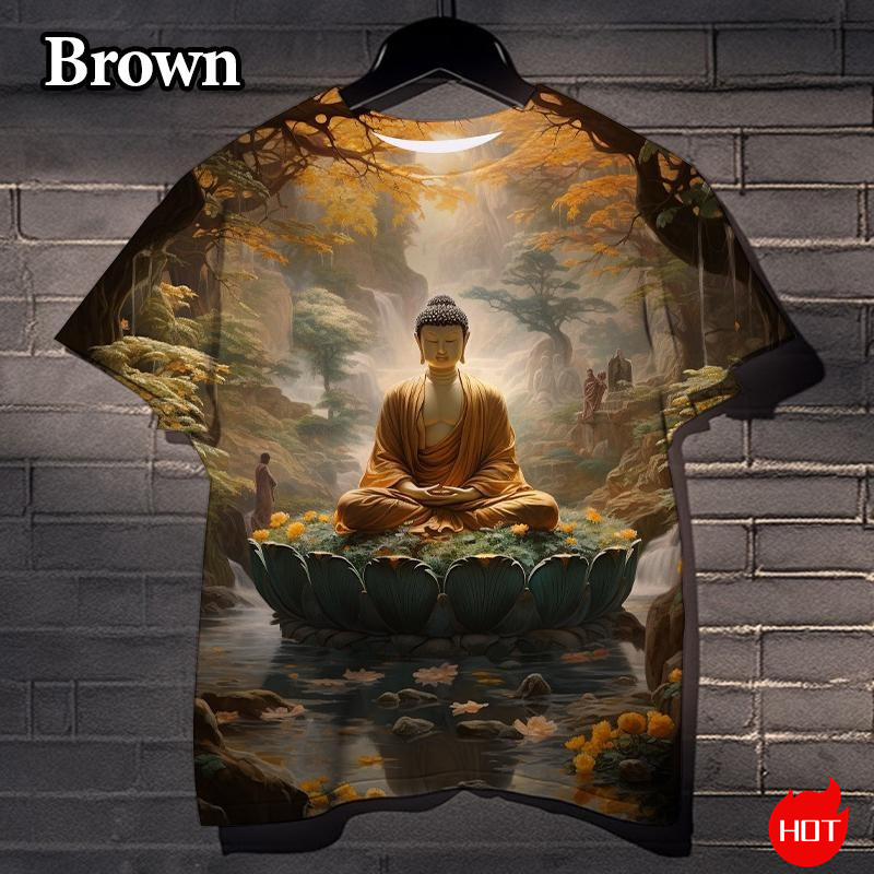 Harajuku 3D Print Buddha Sakya - Summer Clothing India ulasan dan harga