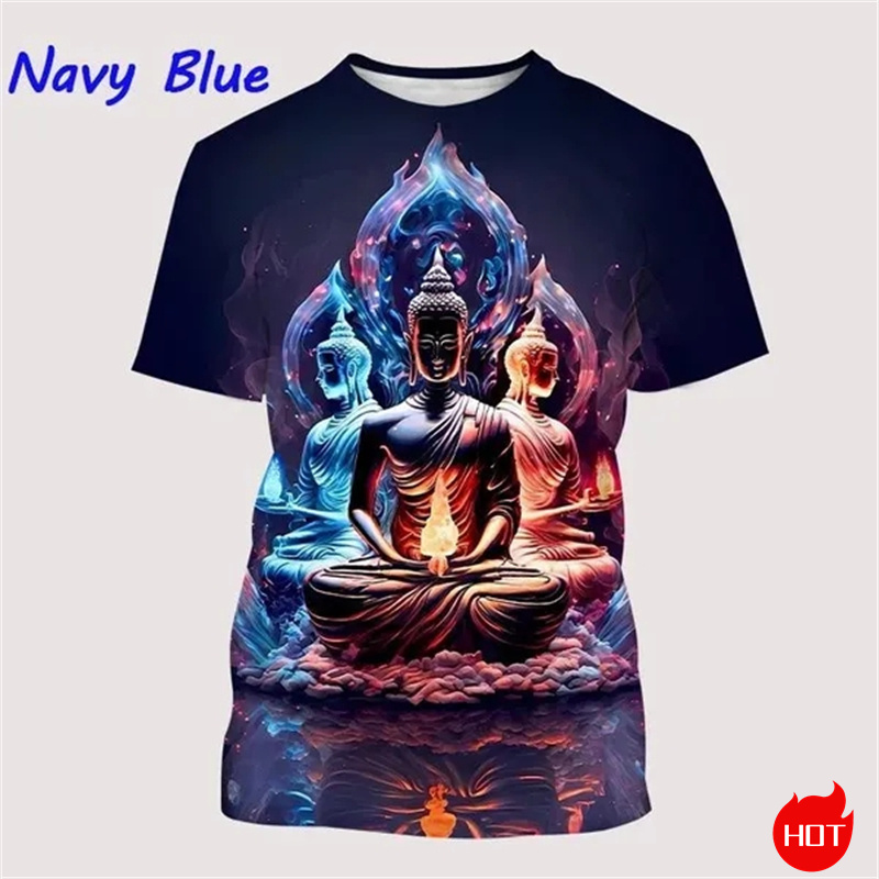Harajuku 3D Print Buddha Shaky - Summer Clothing India ulasan dan harga
