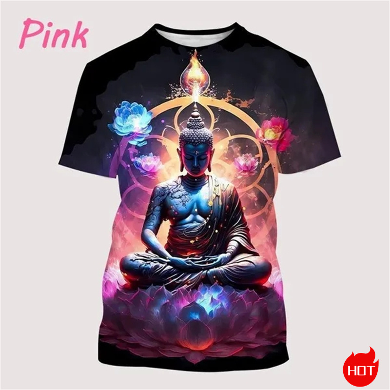 Harajuku 3D Print Buddha Shaky - Summer Clothing India ulasan dan harga