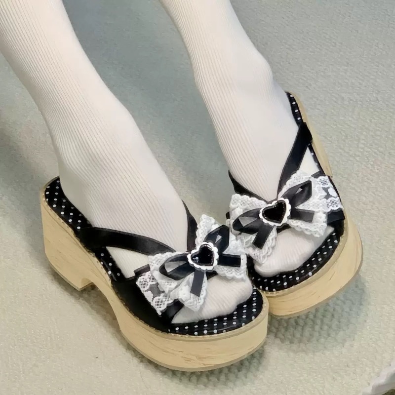 Sweet Bow Wood Grain Thick Bot - Summer Clothing On Sale ulasan dan harga