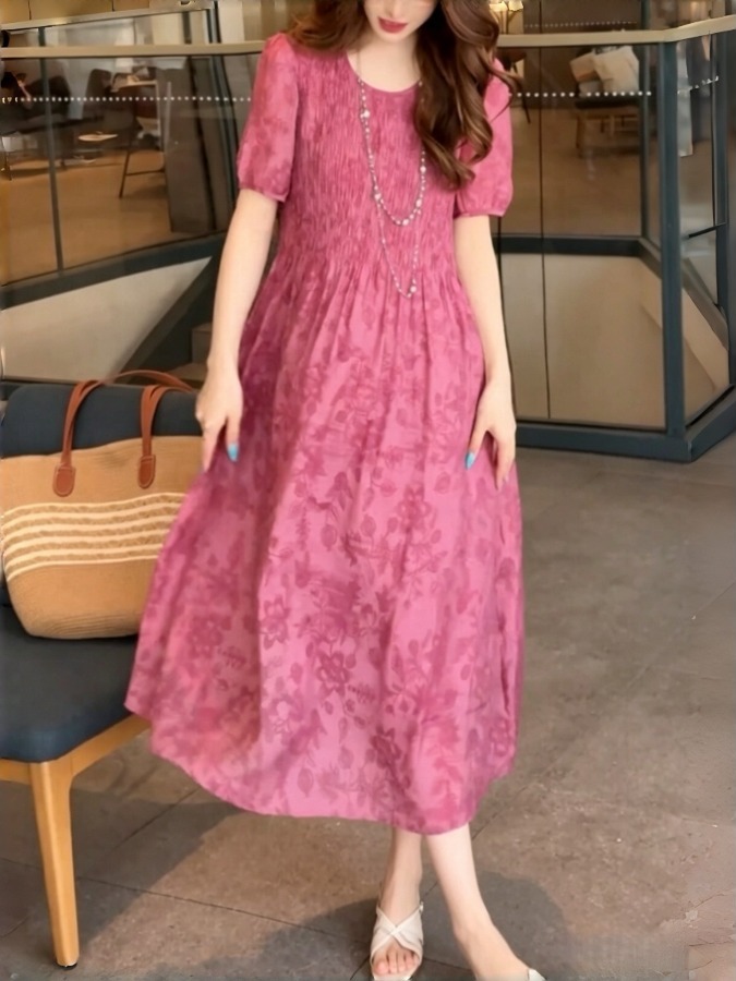 Elegant A-Line Dress Monogram  - Summer Clothing Tagline ulasan dan harga