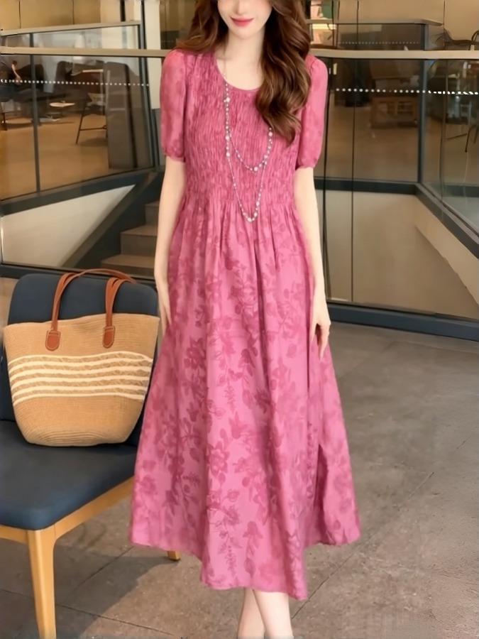 Elegant A-Line Dress Monogram  - Summer Clothing Tagline ulasan dan harga