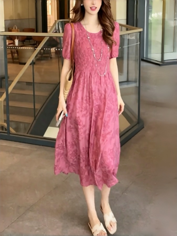 Elegant A-Line Dress Monogram  - Summer Clothing Tagline ulasan dan harga