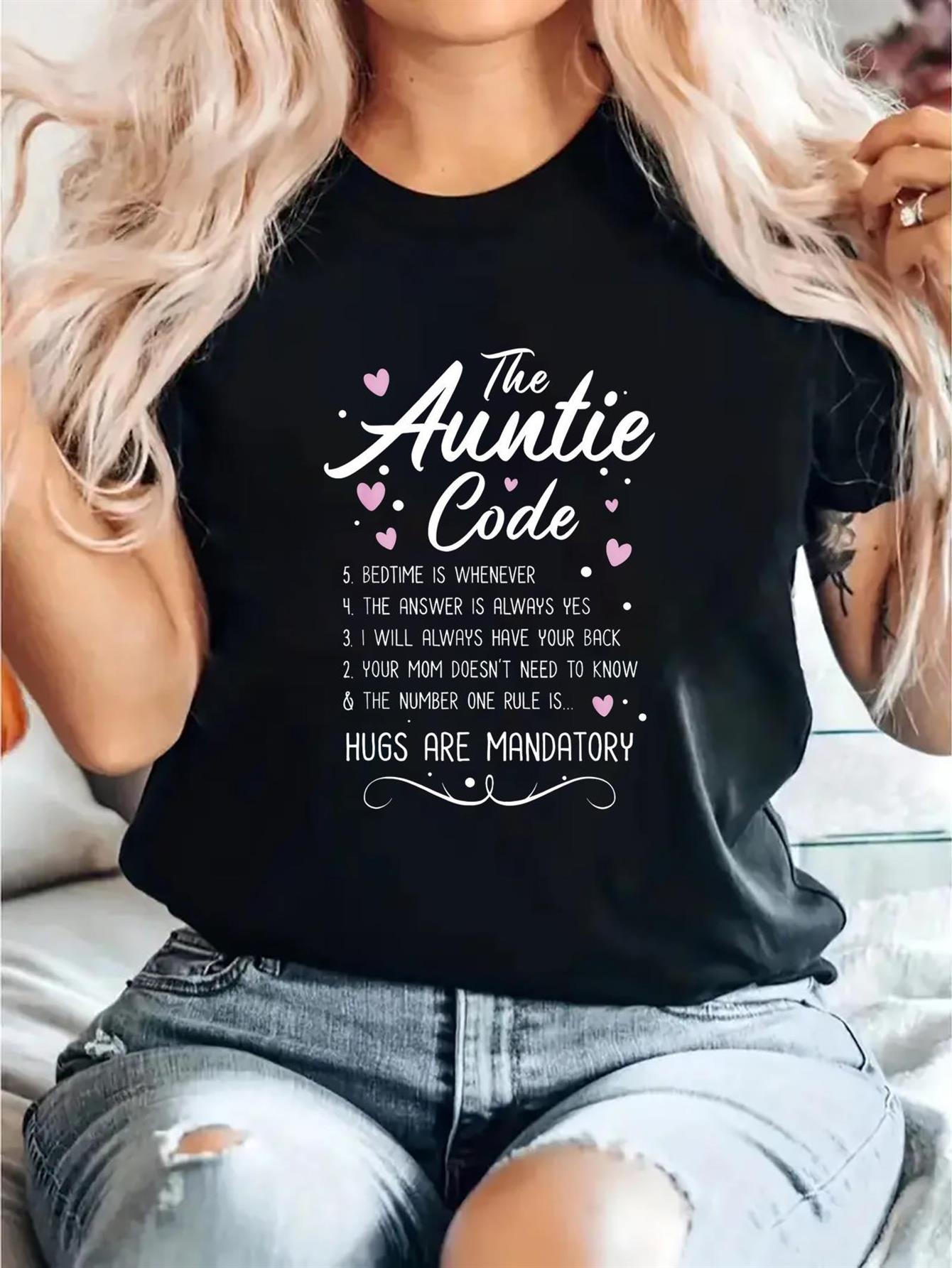 Women's Fun Auntie Themed T-Sh - Summer Clothing Gifts ulasan dan harga