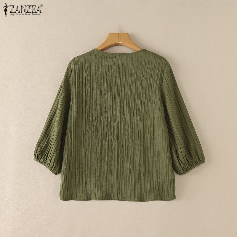 ZANZEA Woman Crinkled Texture  - Summer De Clothing ulasan dan harga