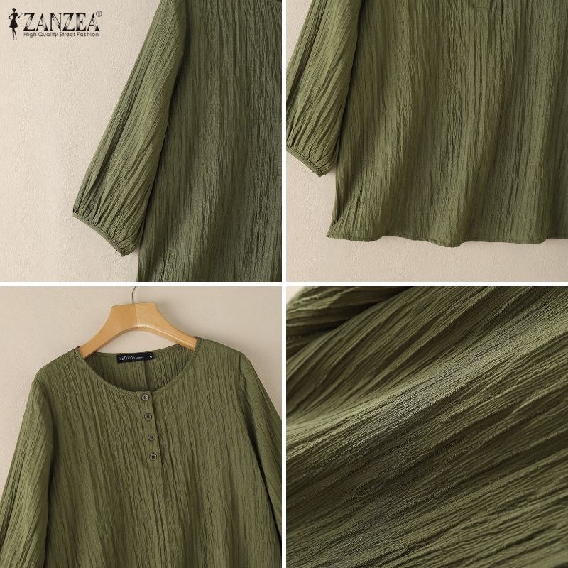 ZANZEA Woman Crinkled Texture  - Summer De Clothing ulasan dan harga
