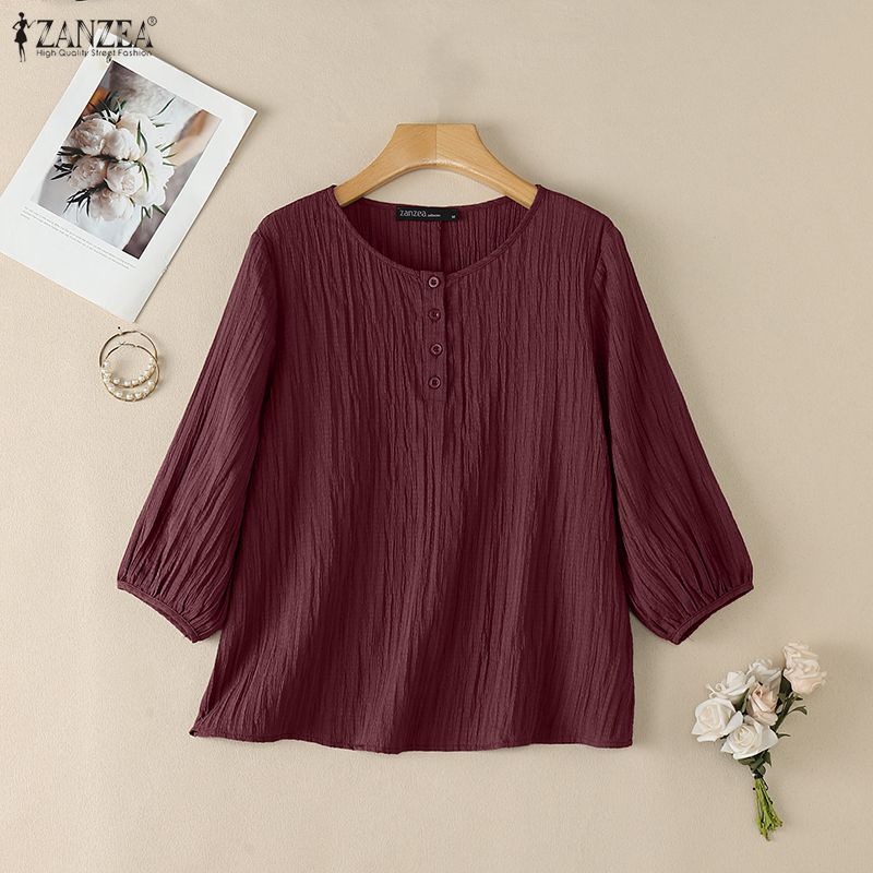 ZANZEA Woman Crinkled Texture  - Summer De Clothing ulasan dan harga