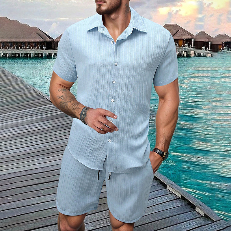 2026 New Men Vertical Wrinkle  - Summer Clothing Outfits ulasan dan harga