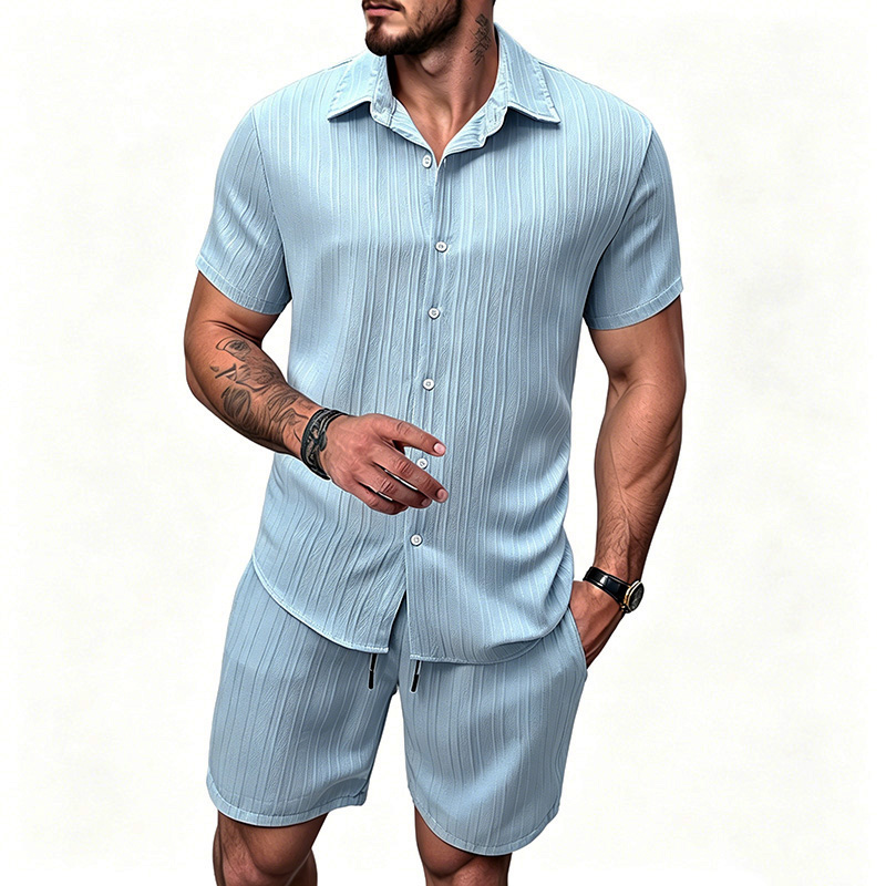 2026 New Men Vertical Wrinkle  - Summer Clothing Outfits ulasan dan harga