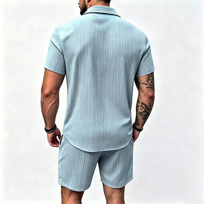 2026 New Men Vertical Wrinkle  - Summer Clothing Outfits ulasan dan harga